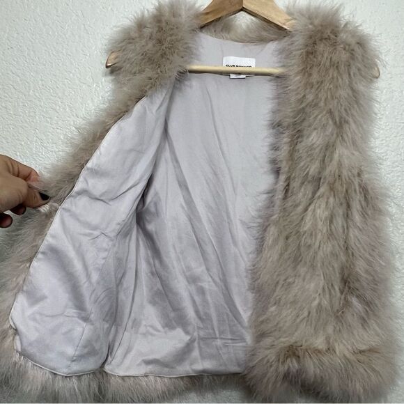CLUB MONACO VIOLET MARABOU FEATHER VEST CREAM BLUSH SIZE S - Picture 7 of 11